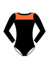 AERIAL ZONE - EMMIE LONG SLEEVE KEYHOLE BACK LEOTARD ORANGE (BESPOKE)