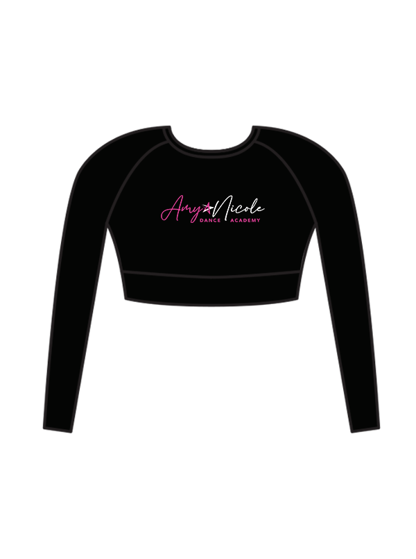 AMY NICOLE DANCE ACADEMY - ELENA LONG SLEEVE CROP BLACK (IN-STOCK)
