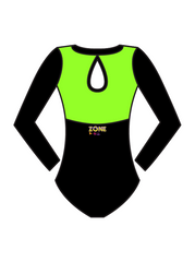 AERIAL ZONE - EMMIE LONG SLEEVE KEYHOLE BACK LEOTARD GREEN (BESPOKE)