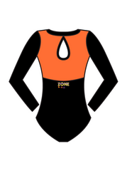 AERIAL ZONE - EMMIE LONG SLEEVE KEYHOLE BACK LEOTARD ORANGE (BESPOKE)