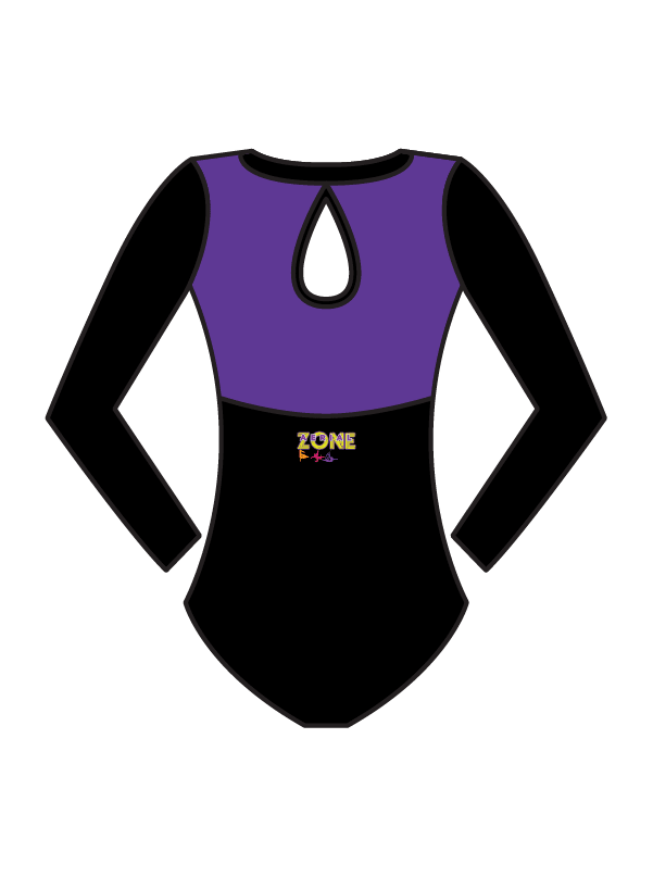 AERIAL ZONE - EMMIE LONG SLEEVE KEYHOLE BACK LEOTARD PURPLE (BESPOKE)
