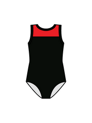 ARABESQUE DANCE ACADEMY - JASMINE LEOTARD BLACK/RED (IN-STOCK)