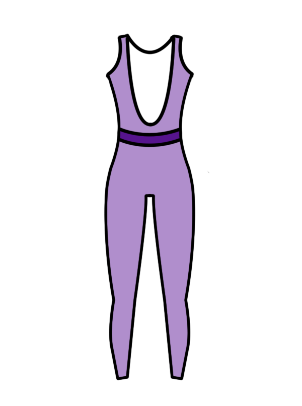 AERIAL NINJAS - BAND/LOW BACK CATSUIT LILAC (BESPOKE)