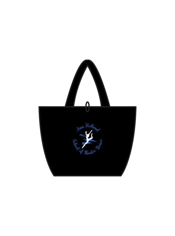 ANN HOLLAND SCHOOL OF THEATRE DANCE - TOTE BAG BLACK (IN-STOCK) BLUE LOGO
