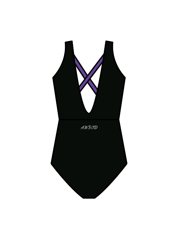 ANGELA WATSON - WINNIE LEOTARD BLACK/PURPLE (IN-STOCK)