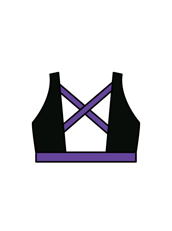 ALL STARS PERFORMING ARTS - WINNIE CROP BLACK/PURPLE (IN-STOCK)
