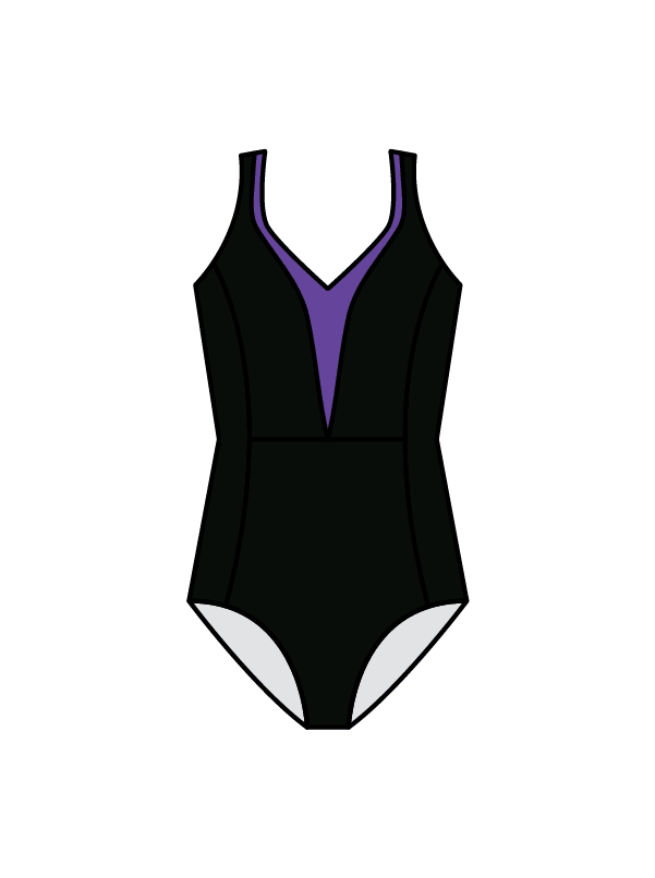 ALL STARS PERFORMING ARTS - WINNIE LEOTARD BLACK/PURPLE (IN-STOCK)