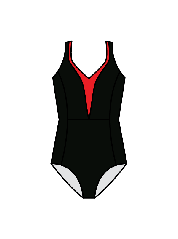 ACADEMY OF EXPRESSIVE ARTS - WINNIE LEOTARD BLACK/RED (IN-STOCK)